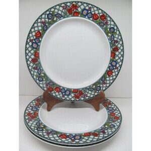 Dansk Nordic Garden Rim Soup Bowls - Lattice Flowers 8-3/4” Bundle of 3